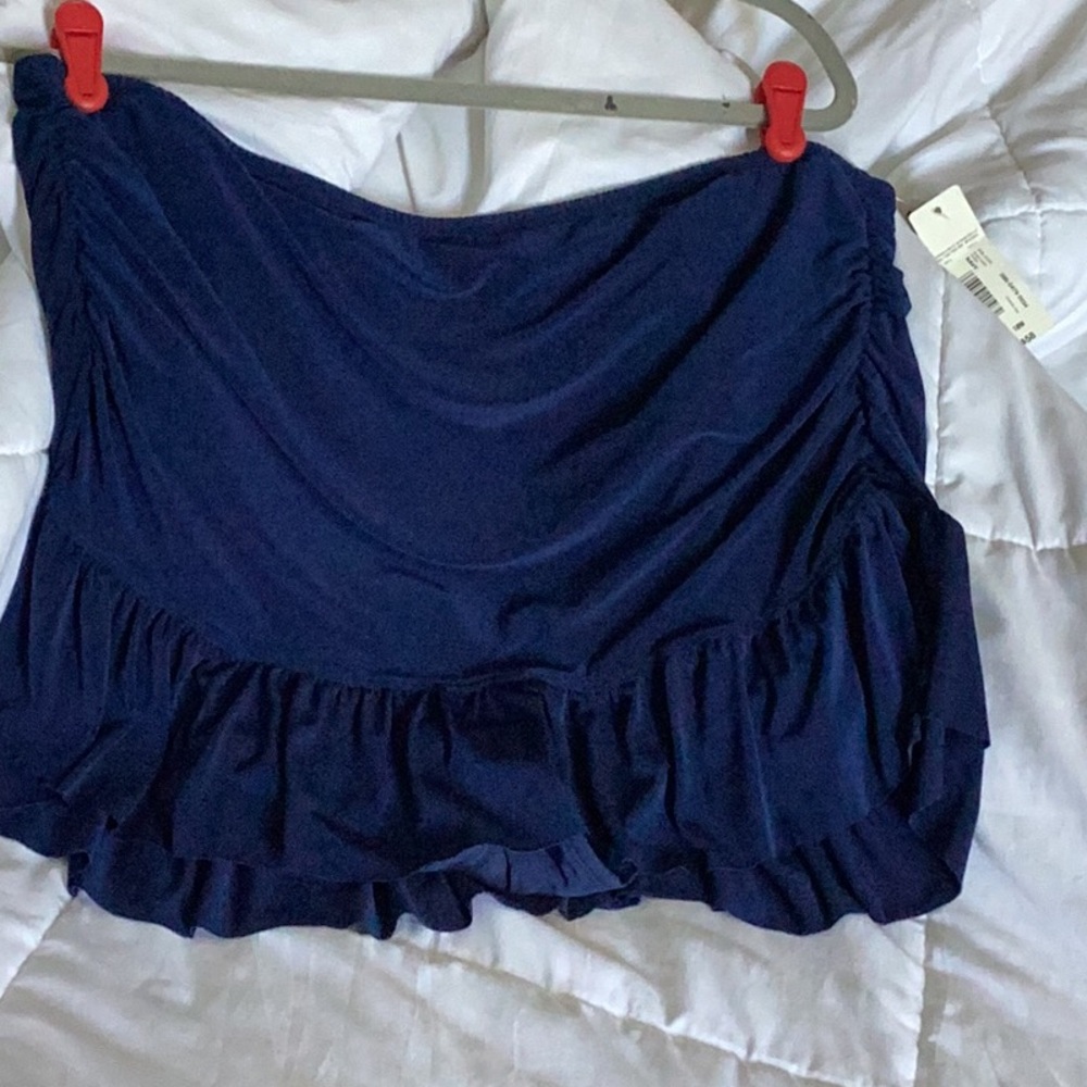 Blue Ruffled Swim Skirt